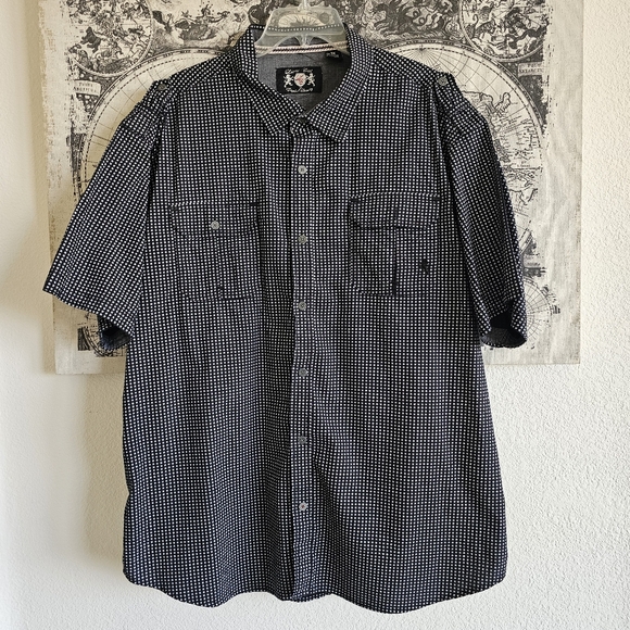 English Laundry Other - English Laundry Lions Crest Button Shirt Men Size 3X Black White Print Pockets
